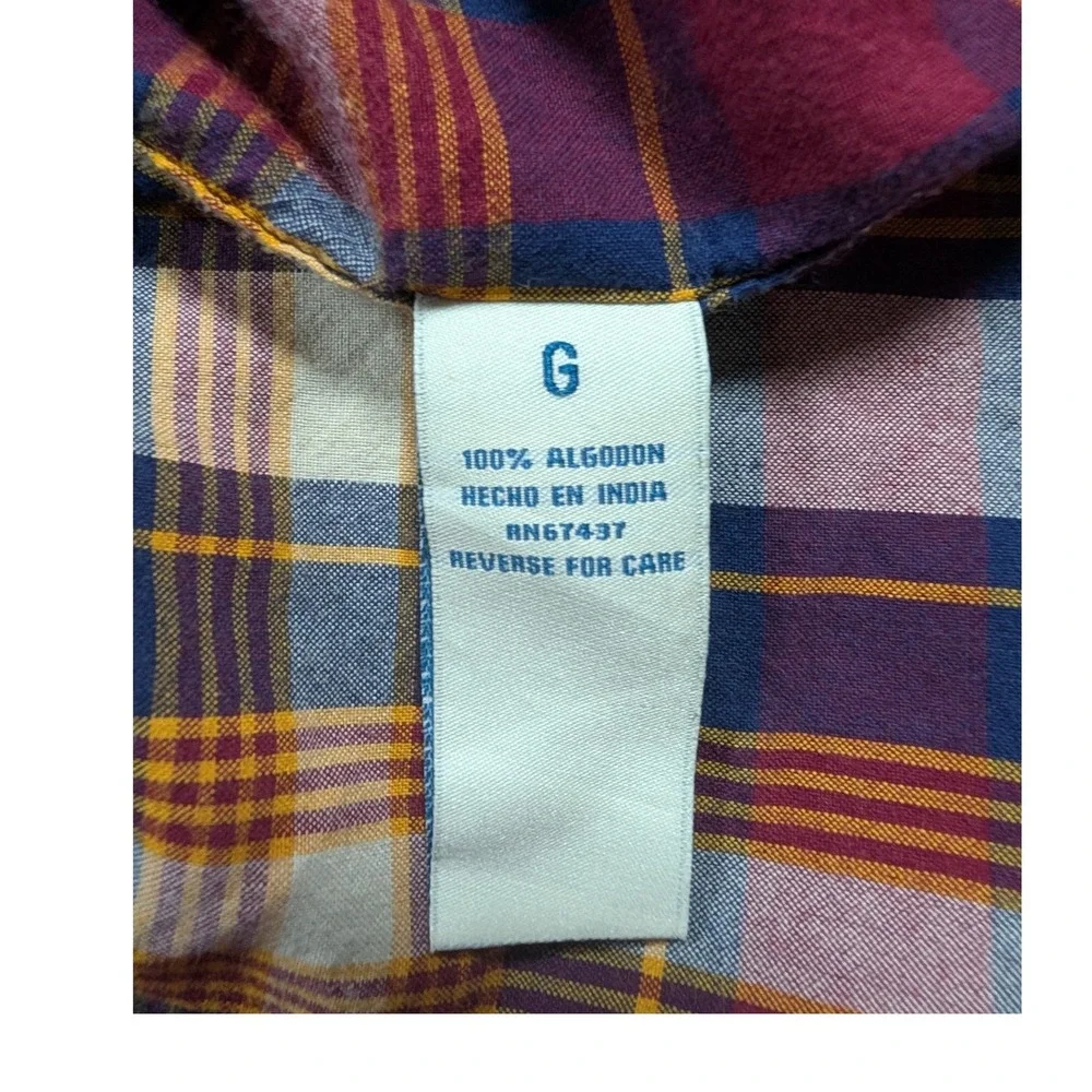 Polo Jeans Co Ralph Lauren Shirt Mens Large Red Blue Plaid Short Sleeve Cotton